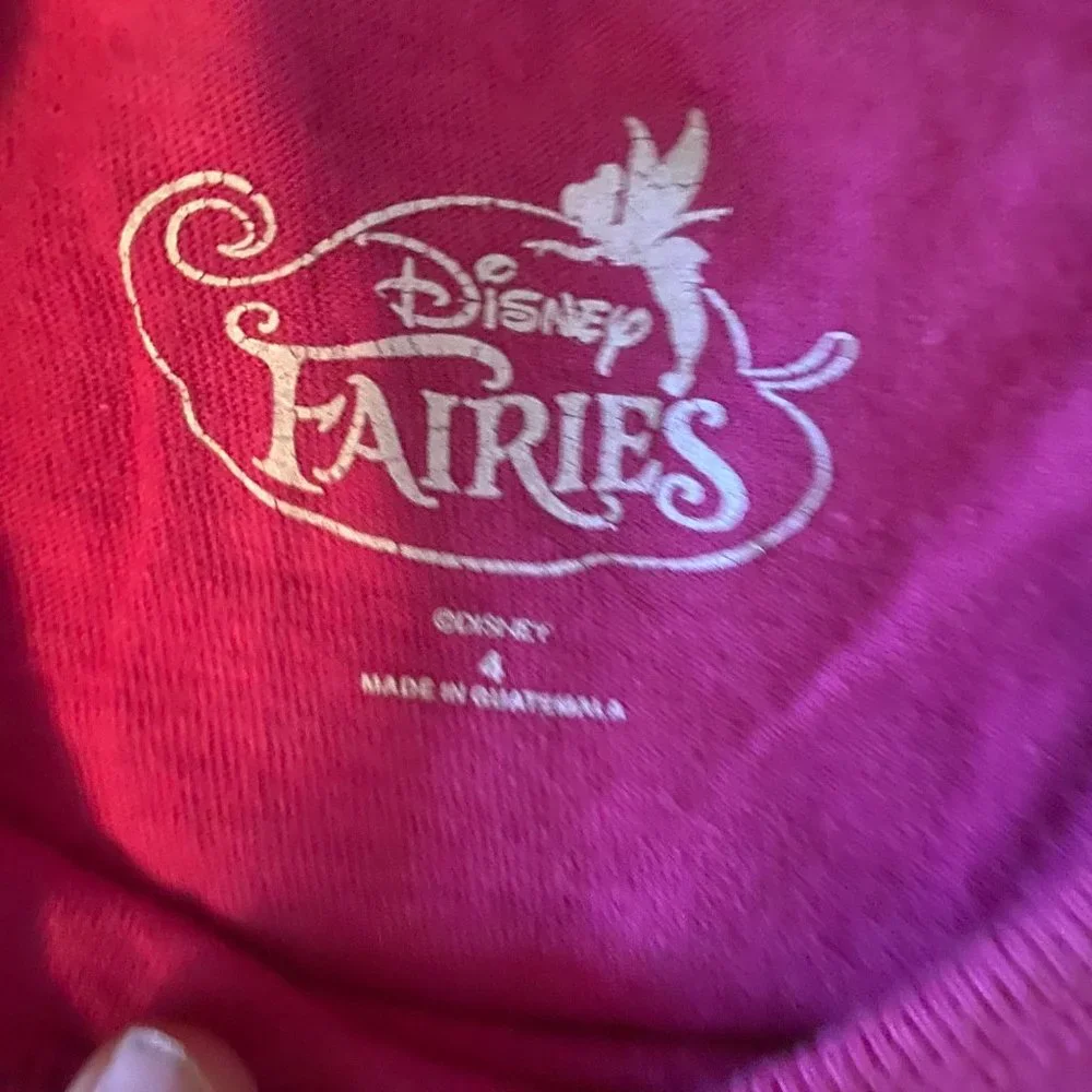 Disney Fairies Girl's hot pink long sleeve‎ Tinkerbell shirt sz 4